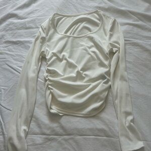 Long sleeve cream cropped top